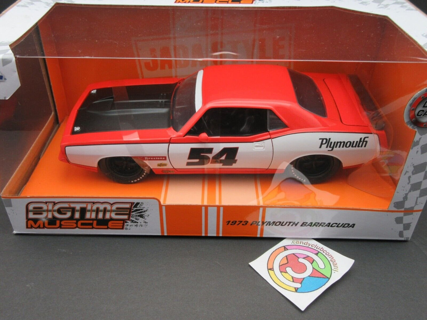 1973 Plymouth Barracuda ~ Die Cast Car ~ Jada ~ Big Muscle ~ Red & White ~ 1:24