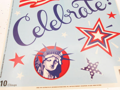 Window Clings Celebrate Patriot Stars Lady Liberty Top Hat Flag Patriotic