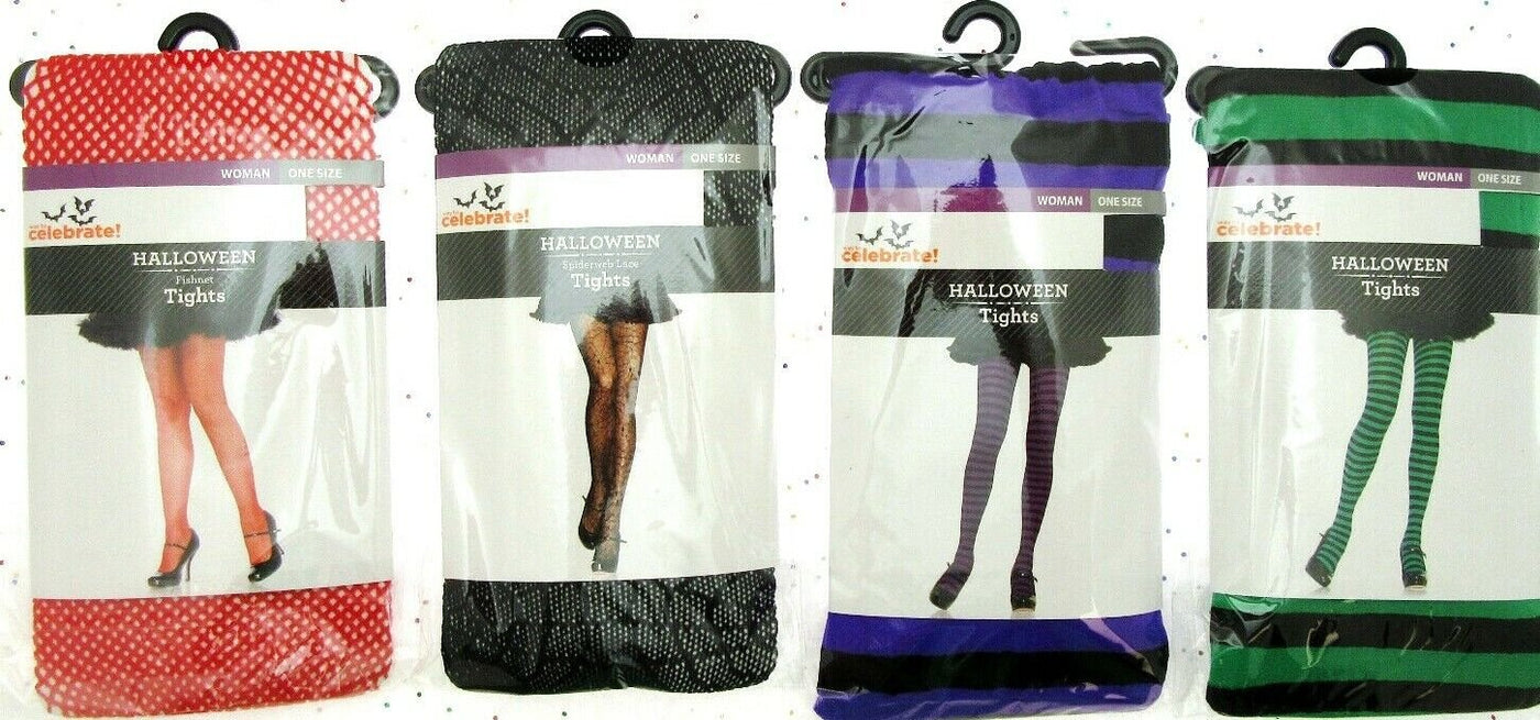 Halloween Tights ~ 4 To Choose From ~ Fishnet Spider Web Purple Green ~ One Size