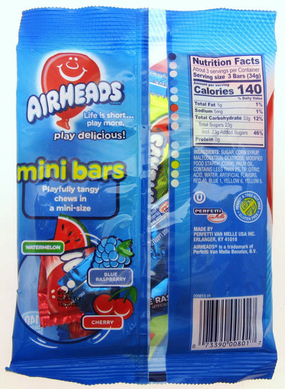 Airheads Mini Bars Chewy Taffy Candy Air Head 3.62oz bag ~ Lot of 2 sweets