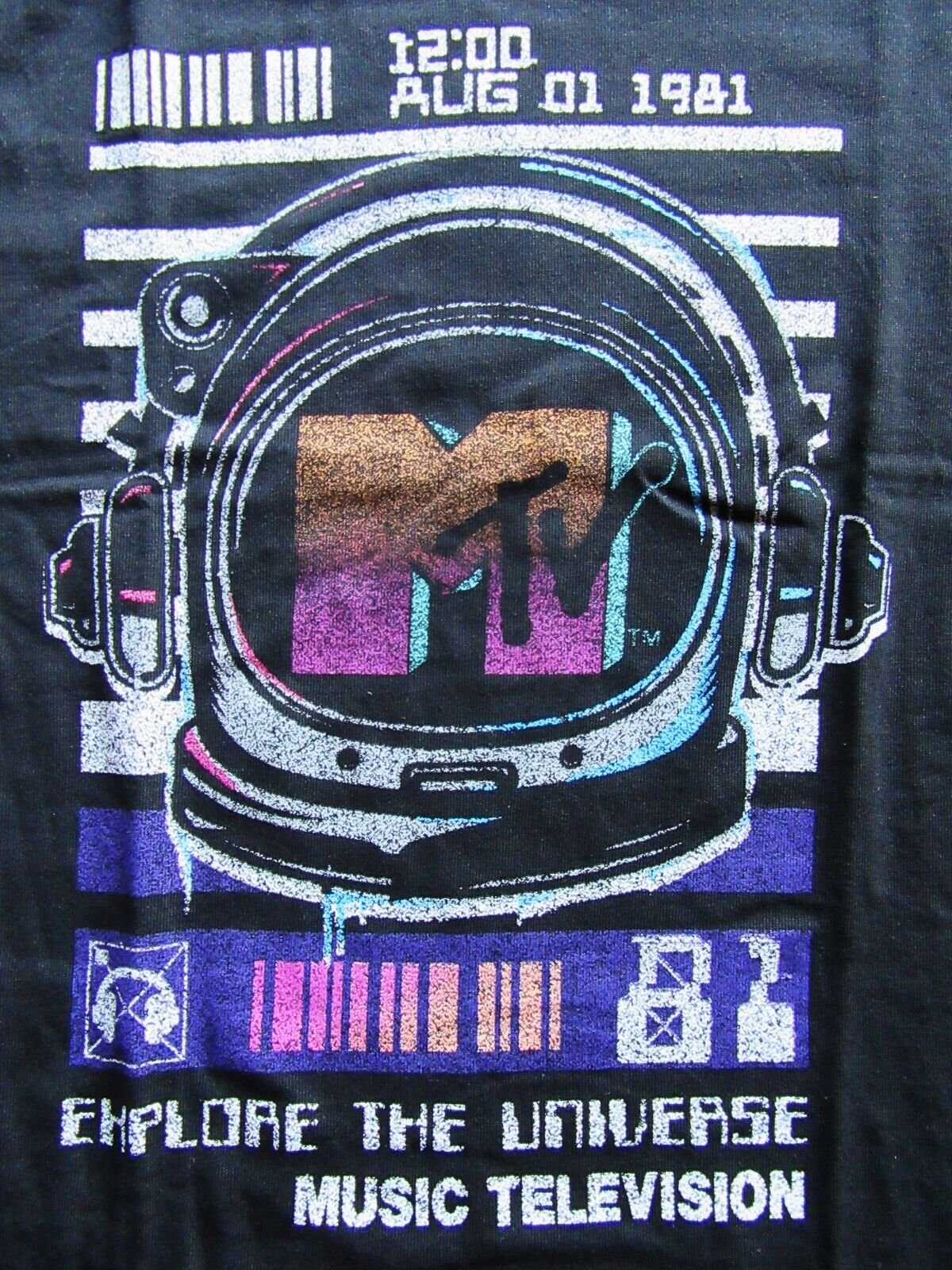 MTV ~ Music Television 12:00 August 1, 1981 ~ Large Black ~ Size L ~ T Shirt