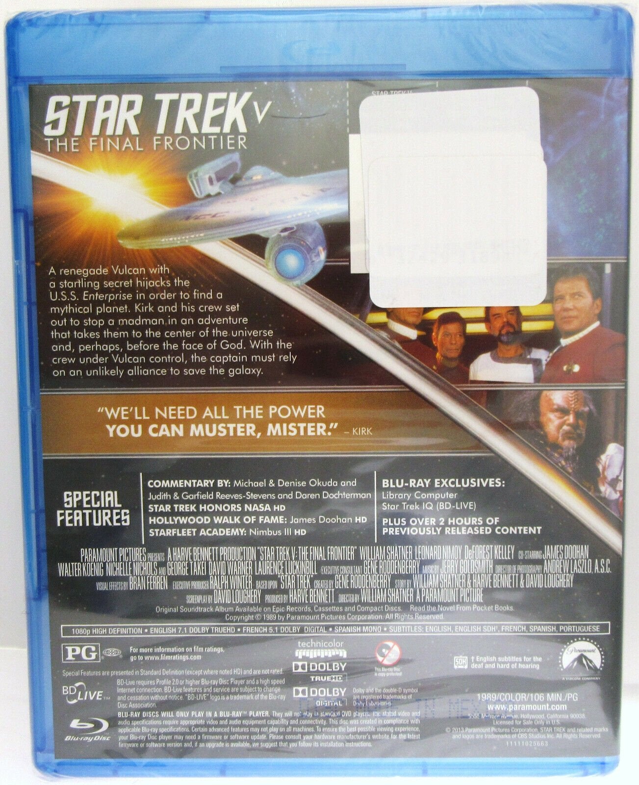 Star Trek 5: The Final Frontier ~ Shatner Nimoy  ~ Movie ~ New Blu-ray Disc