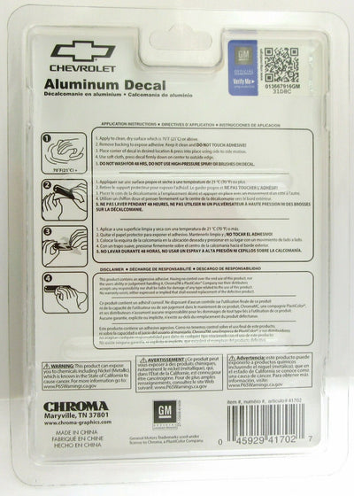 Chevy Aluminum Decal ~ By Chroma ~ Exterior Decal