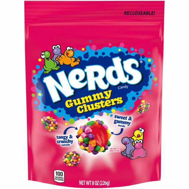 Nerds Gummy Clusters Chewy 8oz  Recloseable Bag Crunchy and Chewy Candy Candies