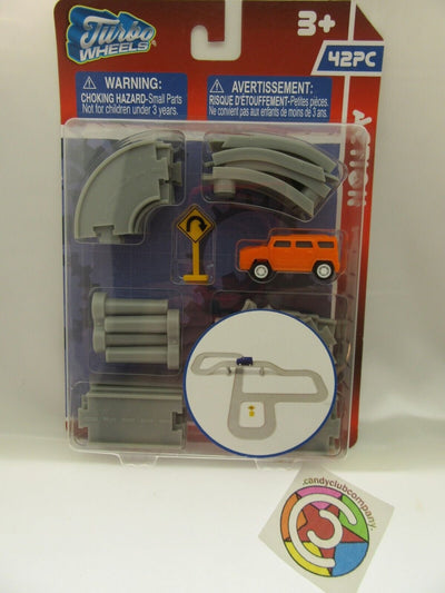 Turbo Wheels ~ Orange Vehicle Sign & 40 Tracks ~ Trucks ~ Tiny Toys!