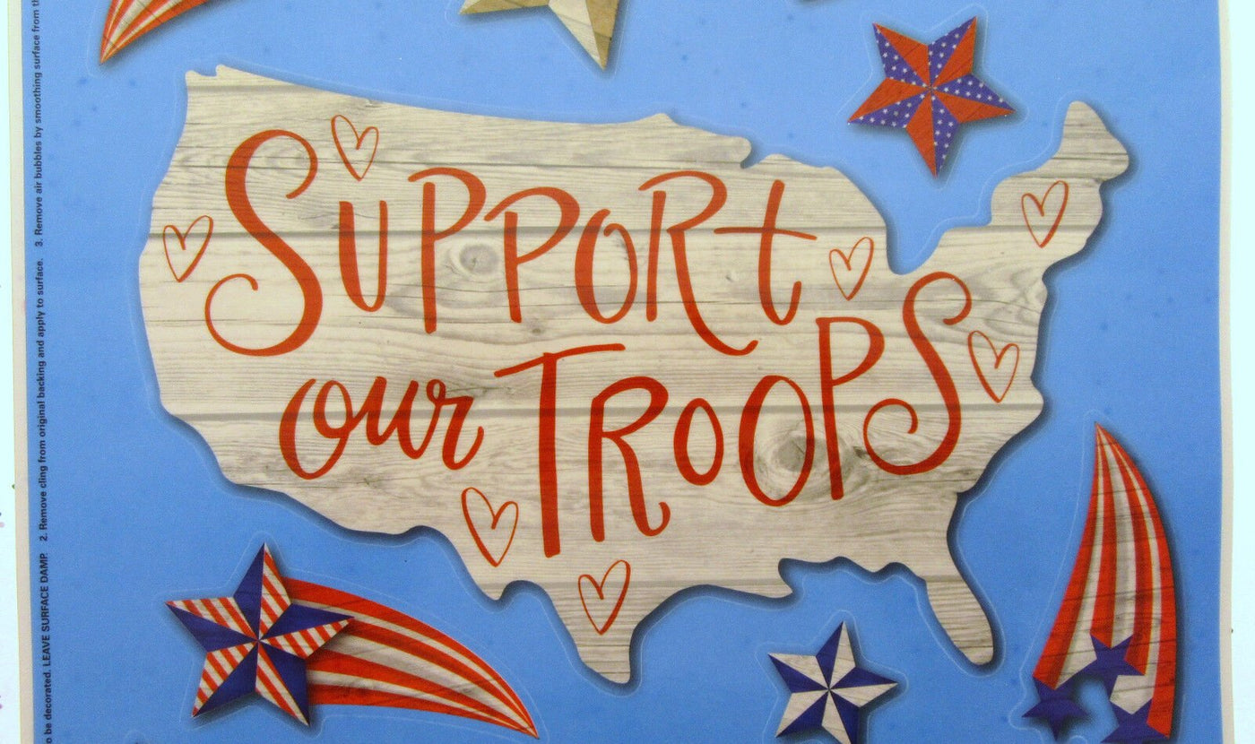 Window Clings Patriot ~ Stars ~ Heart ~ Support our Troops ~ Flag ~ Patriotic