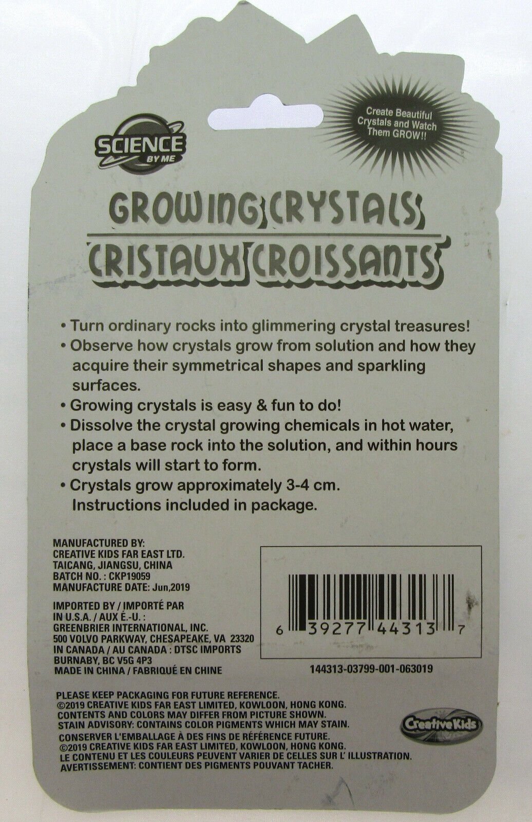 Growing Crystals ~ Cristaux Croissants ~ 3 Pack