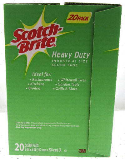 20pc Scotch Brite Heavy Duty Industrial Size Scour Pads 6"x9" 3M