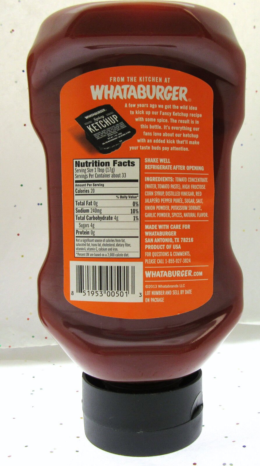 Whataburger Spicy Ketchup "Wake Up You Taste Buds" ~ 20oz Bottle ~ Lot of 2