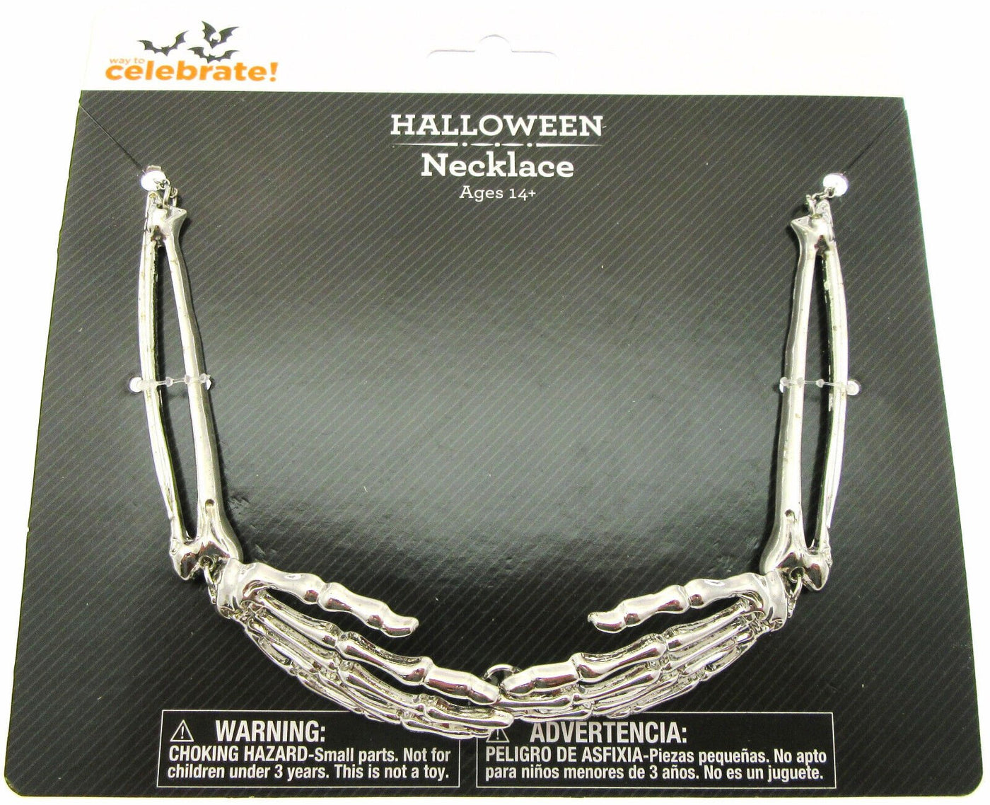 Skeleton Hands Necklace ~ Halloween Jewlery ~ Rhodium Plated