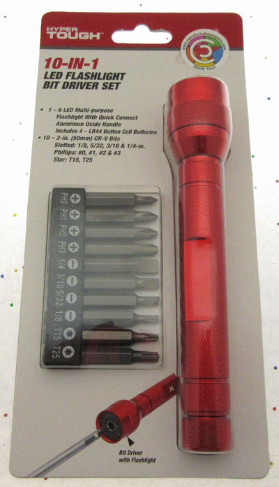 Flashlight Screw Driver ~ Multi-Bit Driver Set ~ Light ~ Hyper Tough Tool