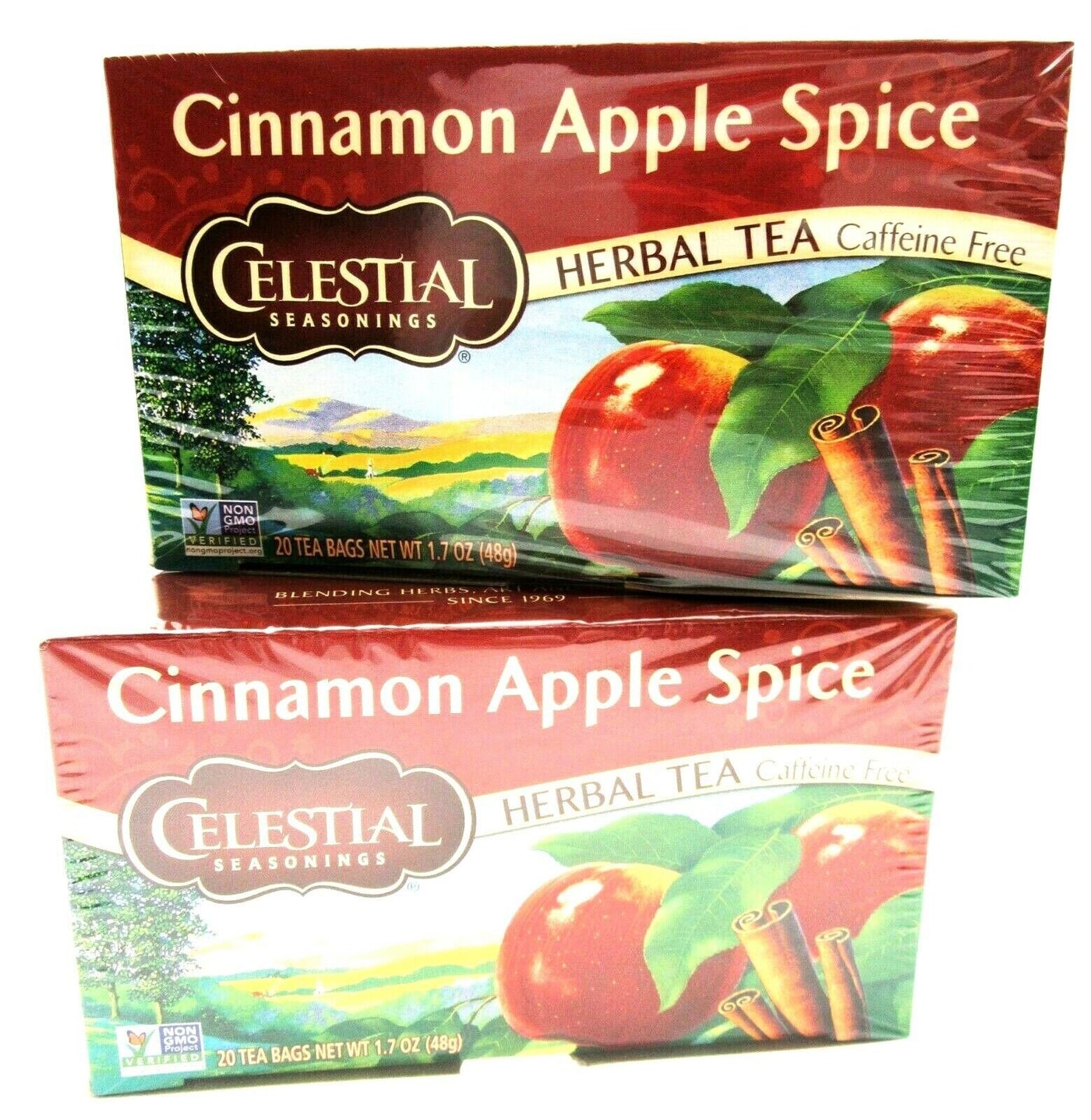 Celestial Cinnamon Apple Spice Herbal Tea 20 bags each ~ Lot of 2