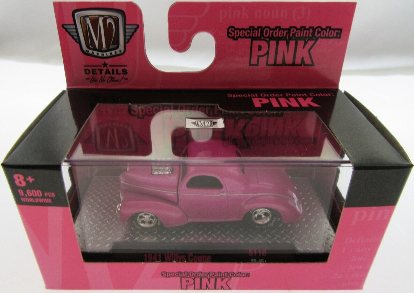 1941 Willys Coupe ~ PINK ~ M2 Details ~ 1:60 scale ~ Die Cast Car