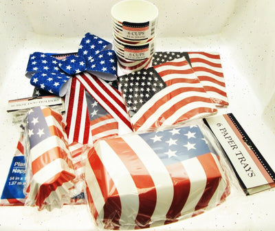 Patriot Flag Table Setting Party Picnic Stars Stripes Memorial Veterans July 4