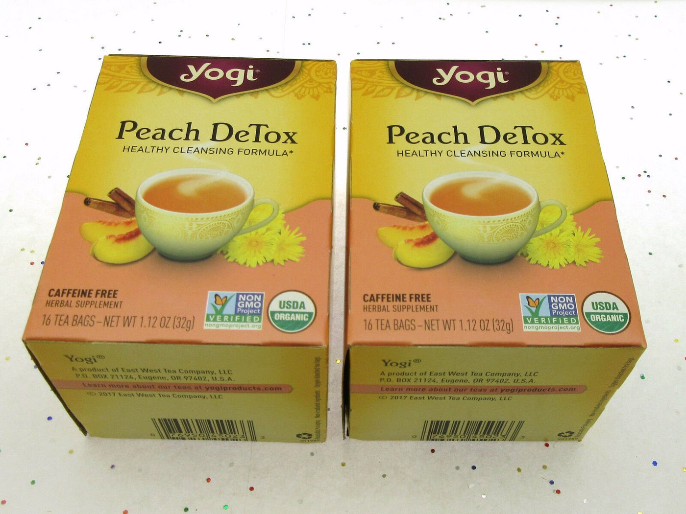 Yogi Peach DeTox ~ 1.12oz ~ Healthy Cleansing Formula ~ 16 Tea bags ~ Lot of 2