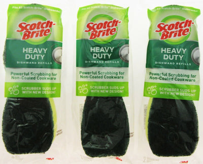 Scotch-Brite Heavy Duty 6 Scrubber Refills Dishes Kitchen Non Scour No Holes