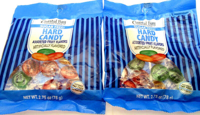 Assorted Fruit Sugar Free Coastal Bay Hard Candy 2.75oz bag Lot of 2