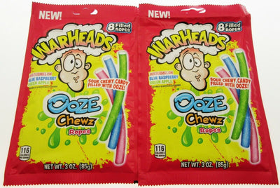 Warheads ~ Ooze Chewz Ropes ~ Extreme SOUR hard candy ~ Lot of 2