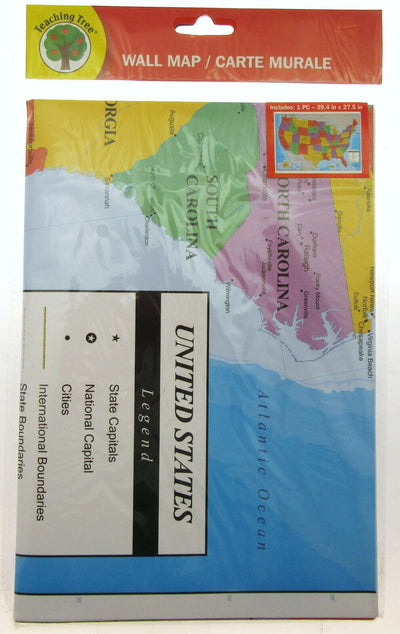 Poster Size Wall Map ~ United States of America 39.4" X 27.5" ~ Teaching Tree