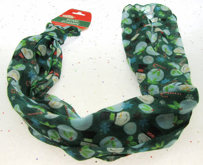 Holiday Scarf ~ Snow Man on Green ~ Seasonal ~ Light Weight