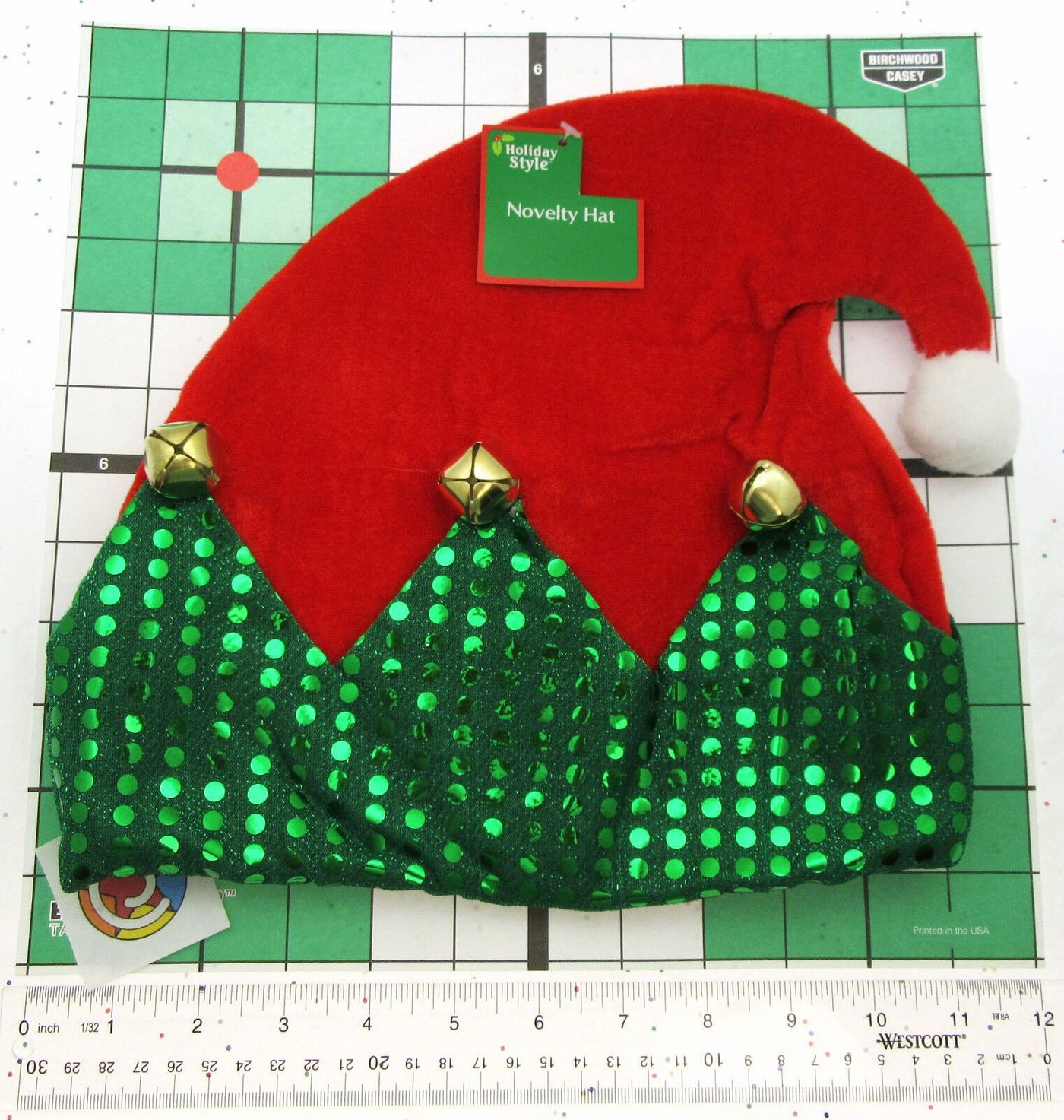Holiday Elf Hat ~ Fluffy Green and Red ~ Happy Holidays ~ Seasonal ~ Bells
