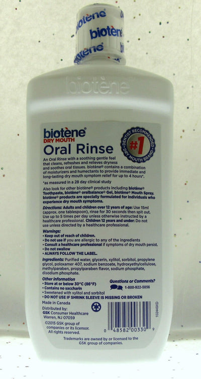 Biotene Dry Mouth Oral Rinse 16 fl oz soothing rinse cleanses Alcohol-free BFR