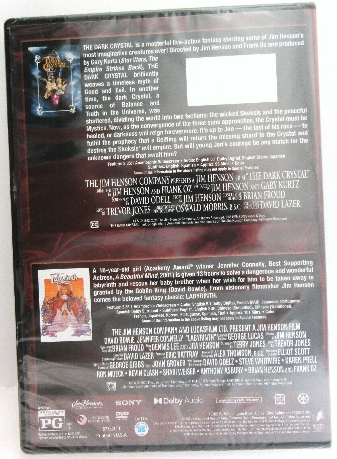 The Dark Crystal (1982) & Labyrinth (1986)~ Jim Henson ~ Movie ~ New DVD