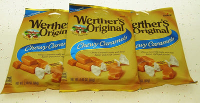 Werther's Chewy Caramels 2.4oz Bag Chews Blue Label Chewy Candies ~ Lot of 3