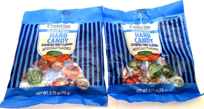 Assorted Fruit Sugar Free Coastal Bay Hard Candy 2.75oz bag Lot of 2