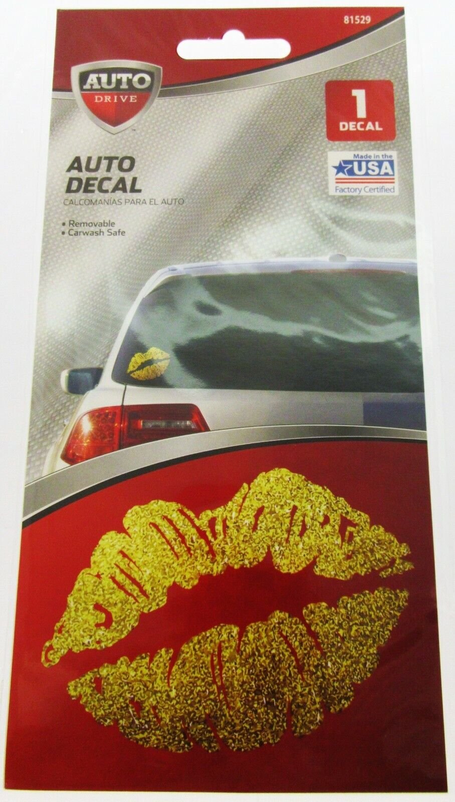 Auto Decal ~ For Cars or Trucks ~ Gold Kiss ~ Lips