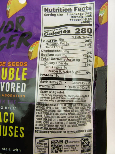 Bigs Taco Bell ~ Taco Supreme ~ Sunflower Seeds ~ 3.63oz bag ~ Lot of 2