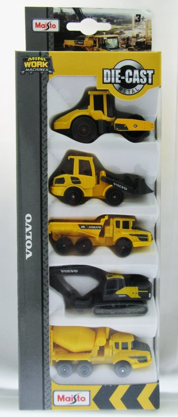 Mini Work Machines Maisto Volvo Construction Loader Tank Dump Trucks Die Cast