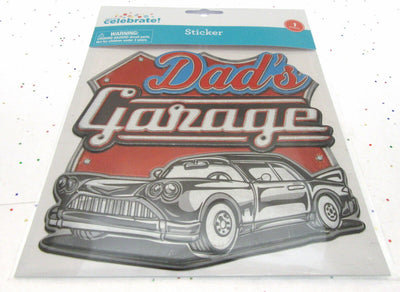 Dad's Garage Car Wall Sticker ~ 7 x 7 inch ~ Peel and Stick ~ Decor