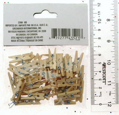 Mini Clothes Pins ~ Craft Doll House Miniatures 50 Pieces ~ Lot of 2 Clothespins
