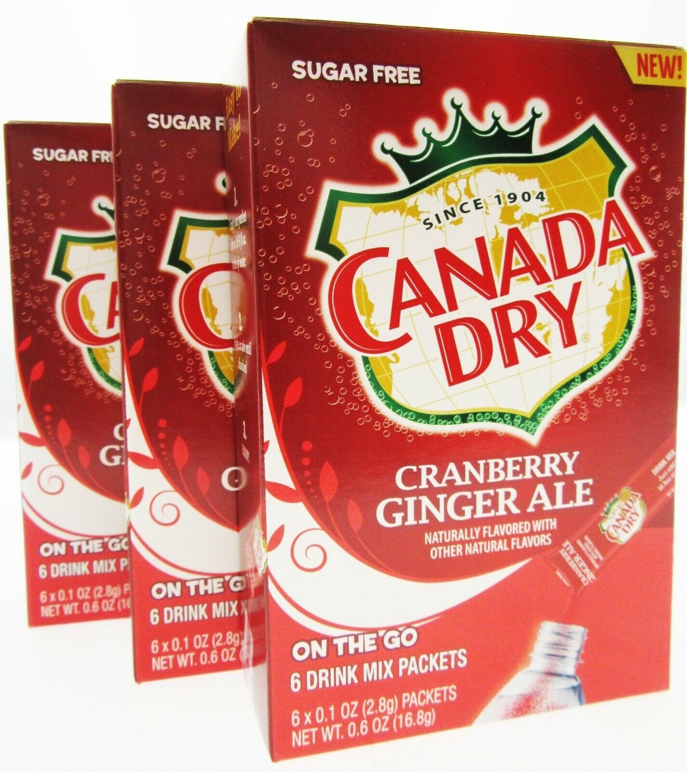 Canada Dry Cranberry Ginger Ale ~ Packets ~ Sugar Free ~ Drink Mix ~ Lot of 3
