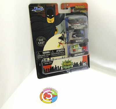 BATMAN Nano Hollywood Rides ~ Batmoblie, Batcycle & Jokermobile Die Cast