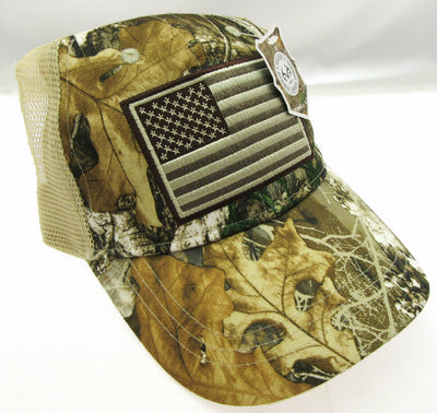 US Flag Cap Headwear Vented Hat ~ Camouflage Head ~ One Size ~ B