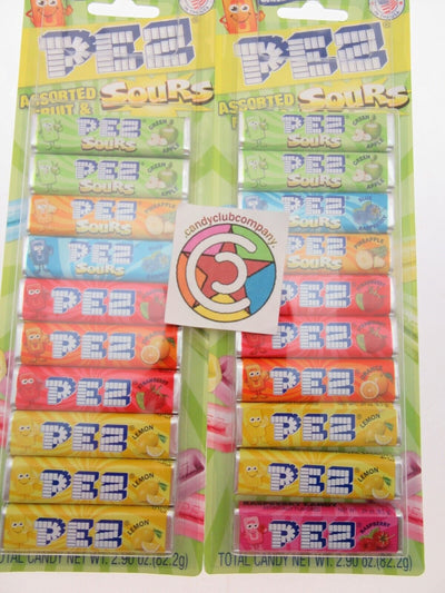 Pez ~ Assorted Fruit And Sours (B) ~ 10 pack 2.9oz ~ Lot of 2