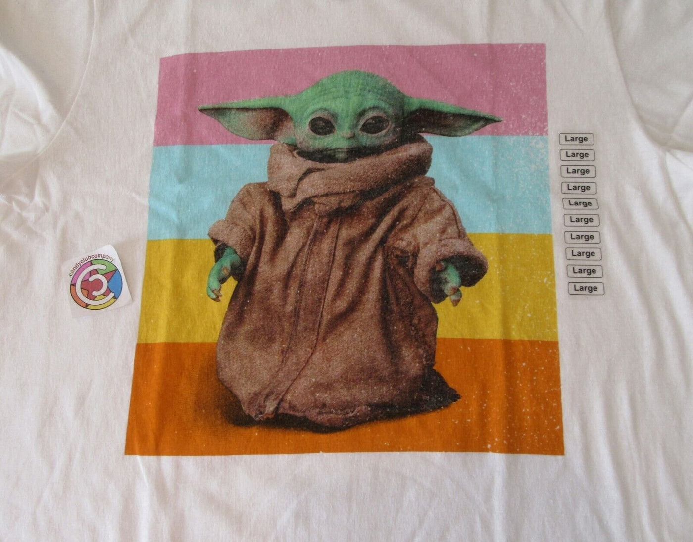 Grogu ~ Baby Yoda Star Wars Large T-Shirt ~ Size L ~ White T Shirt