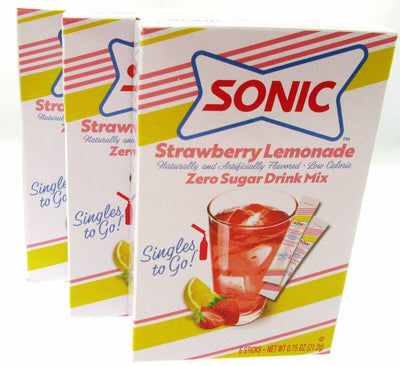 Sonic Strawberry Lemonade ~ Packets ~ Zero Sugar Free ~ Drink Mix ~ Lot of 3