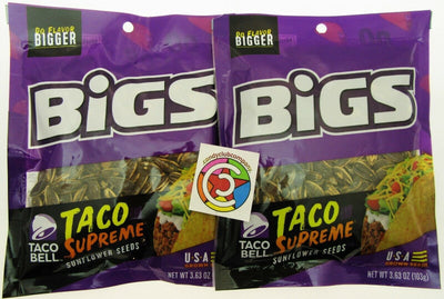 Bigs Taco Bell ~ Taco Supreme ~ Sunflower Seeds ~ 3.63oz bag ~ Lot of 2